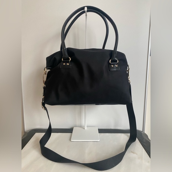 Kate Spade New York Black Leslie Nylon Foldover Crossbody Satchel - Picture 9 of 9